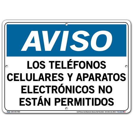 Vestil Aluminum Sign, 10-1/2" Height, 14-1/2" Width, Aluminum, Rectangle, Spanish SI-N-46-C-AL-080-S